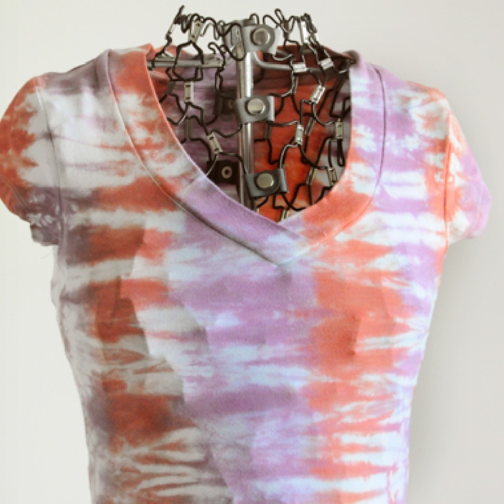 Tie Dye Shirt Lavender and Coral Pink - Picture 3 of 3